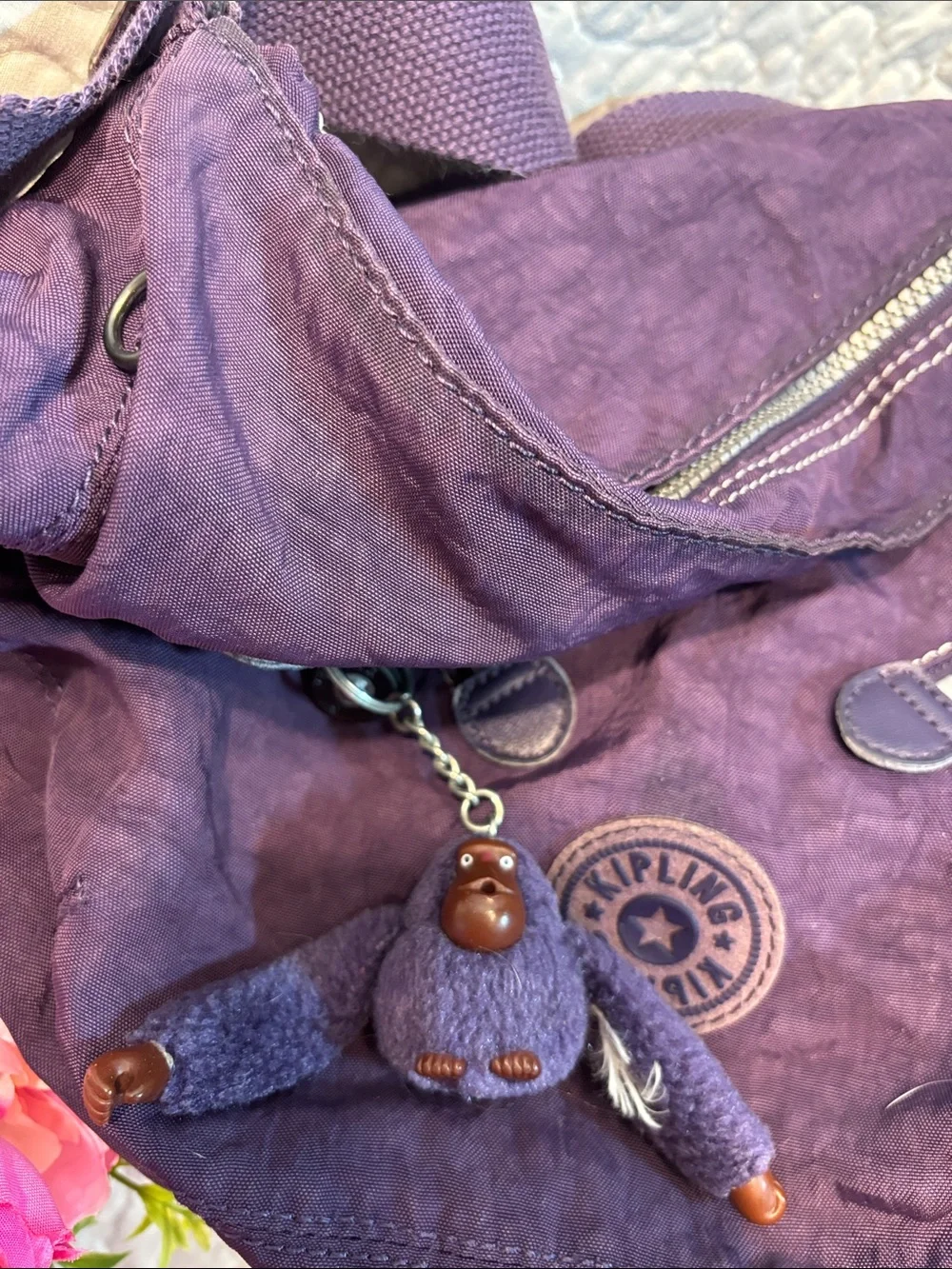 ✔️Kipling Purple Nylon Hobo Shoulder Bag